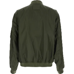 green Bomber with embossed logo on the sleeve in tech fabric men