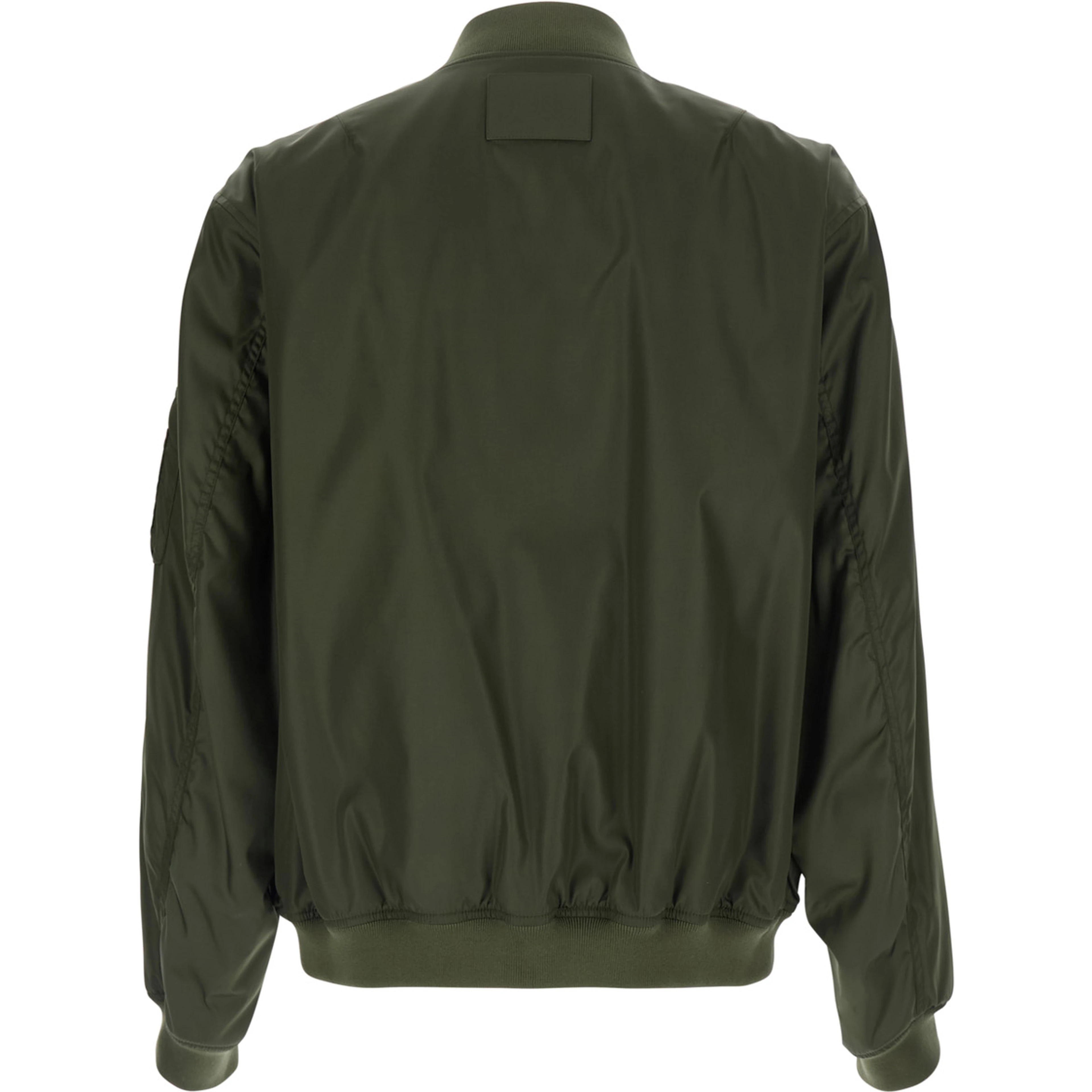 green Bomber with embossed logo on the sleeve in tech fabric men