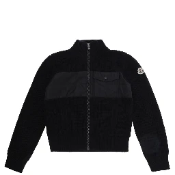 Black Tech Fabric Zip Cardigan for Boy