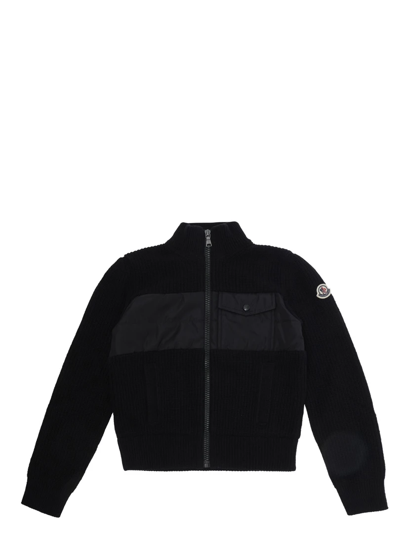 Black Tech Fabric Zip Cardigan for Boy