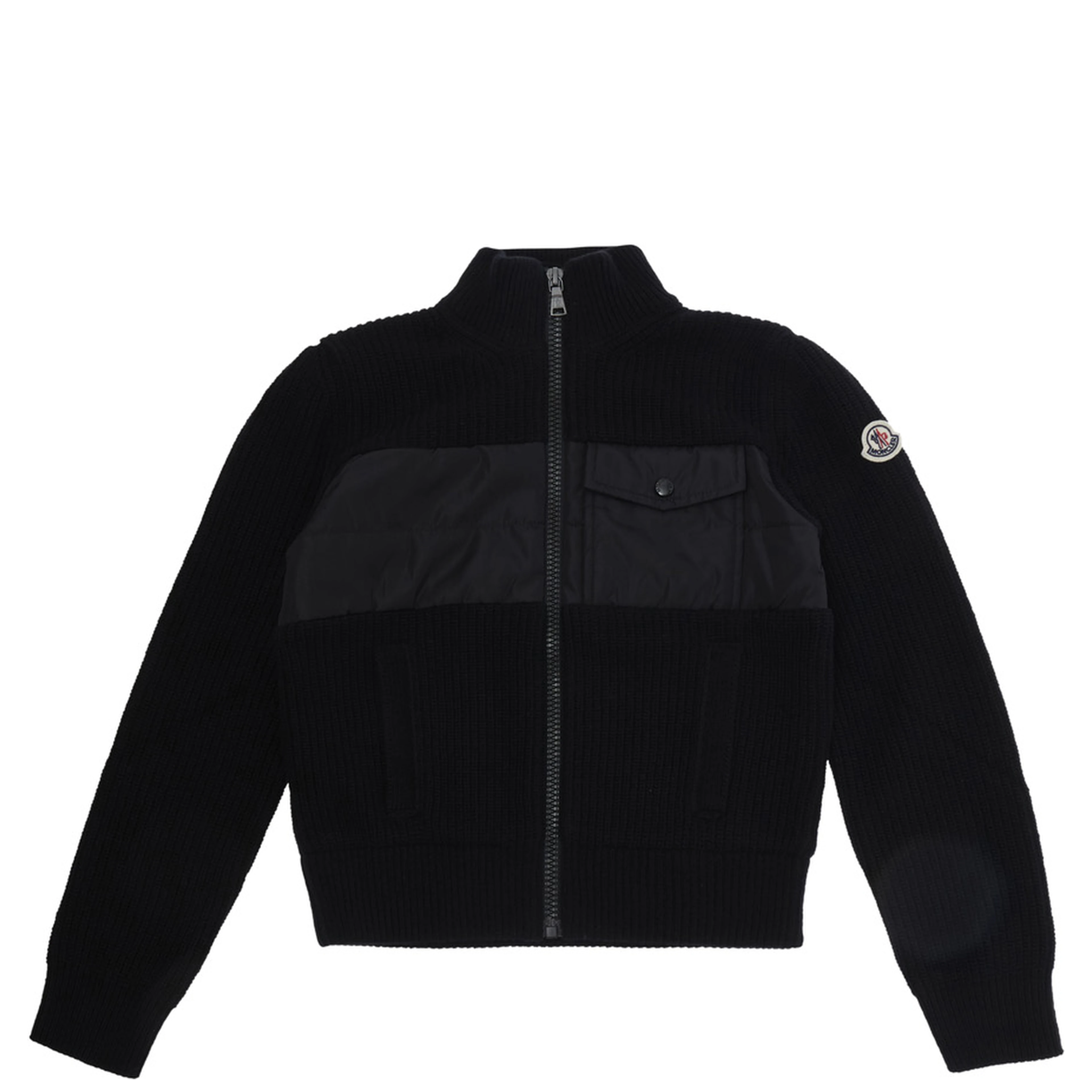 Black Tech Fabric Zip Cardigan for Boy