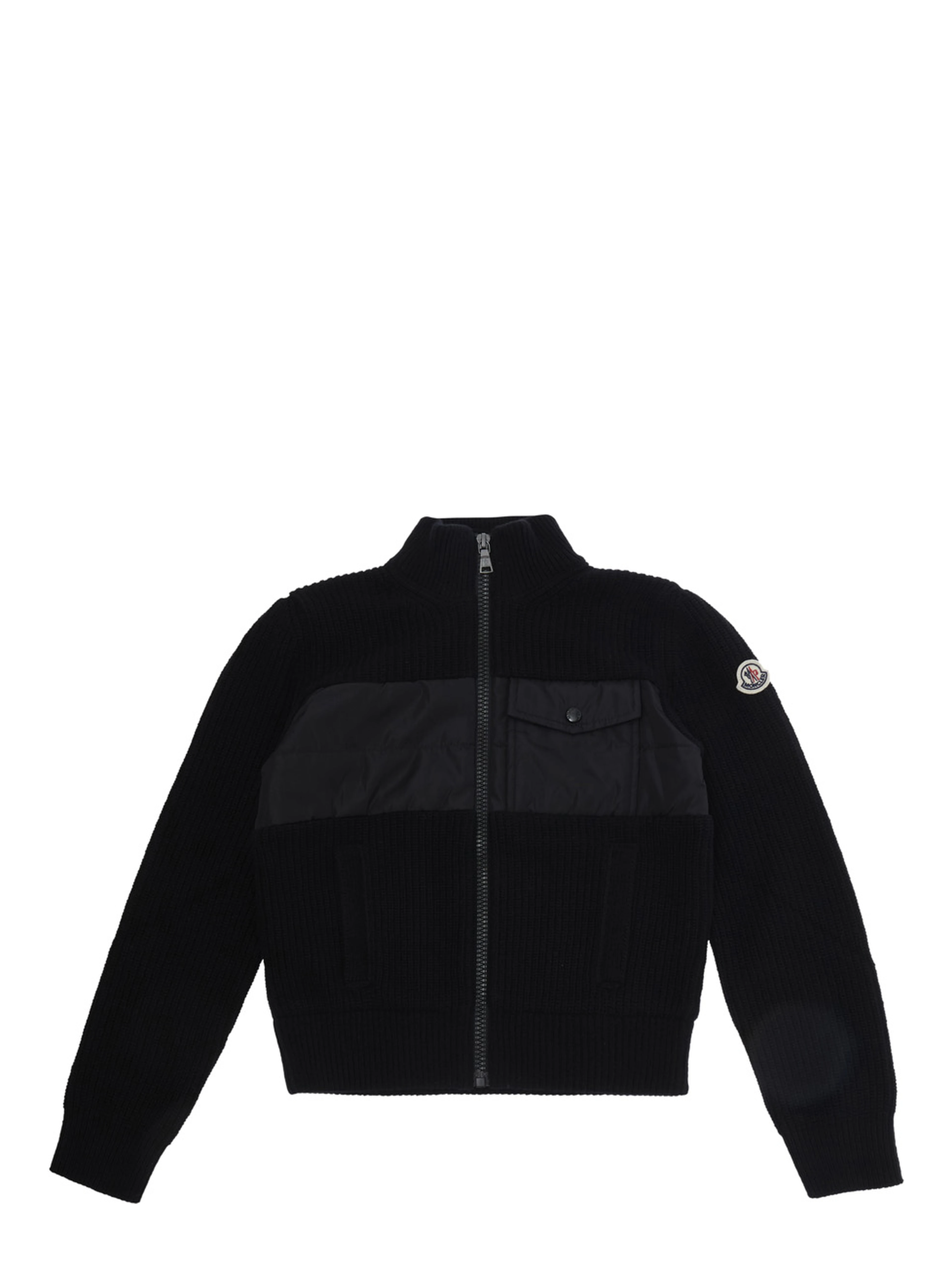 Black Tech Fabric Zip Cardigan for Boy