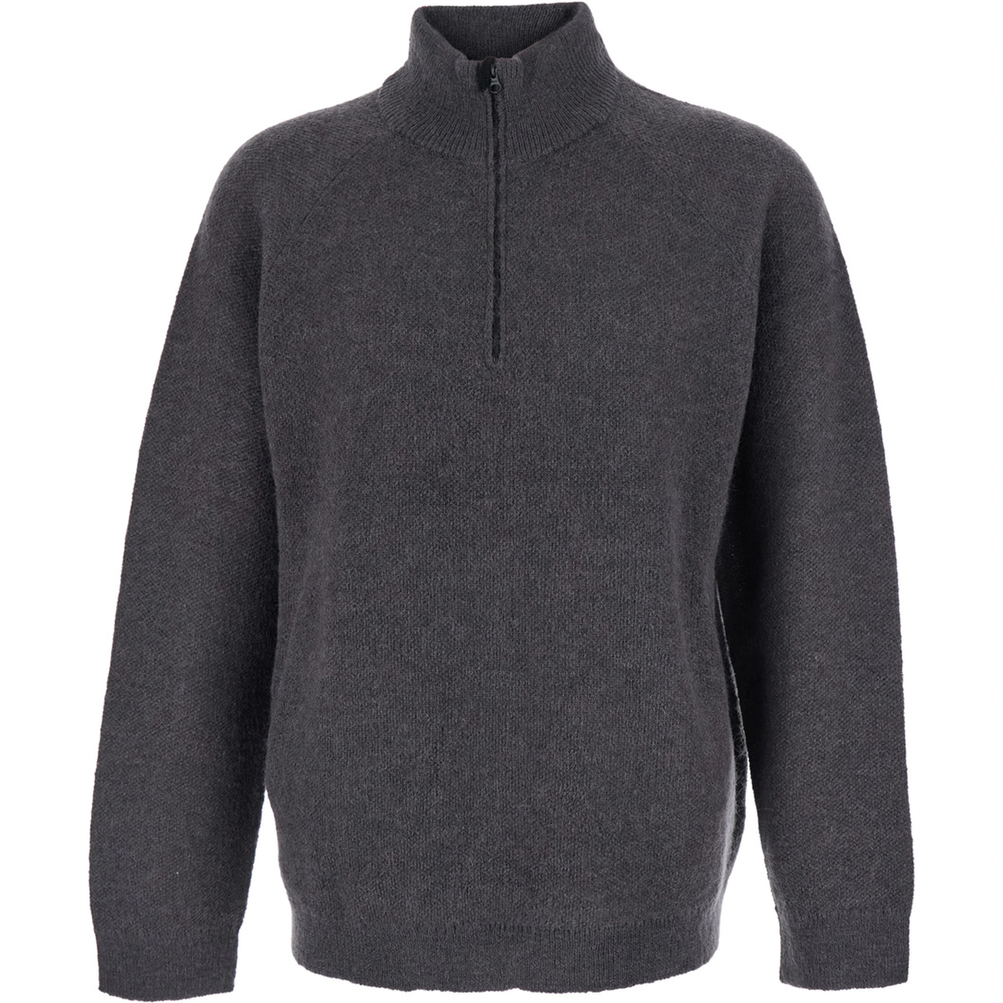MIXED KNIT TOP with round neckline and long sleeves in Tech Fabric brown unisex
