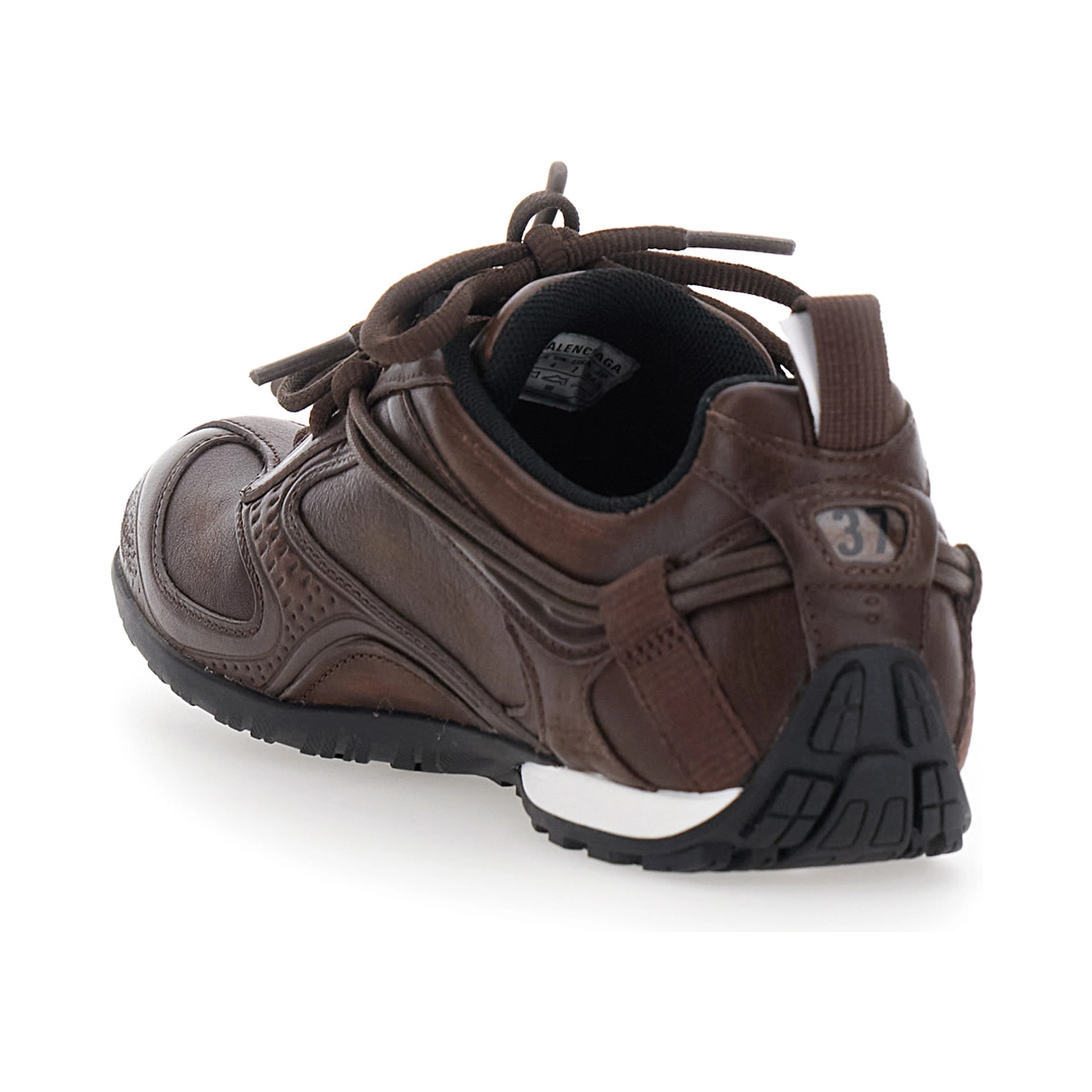 Radar Brown Low Top Sneakers with Logo Patch on the Tongue in Leather for Women
