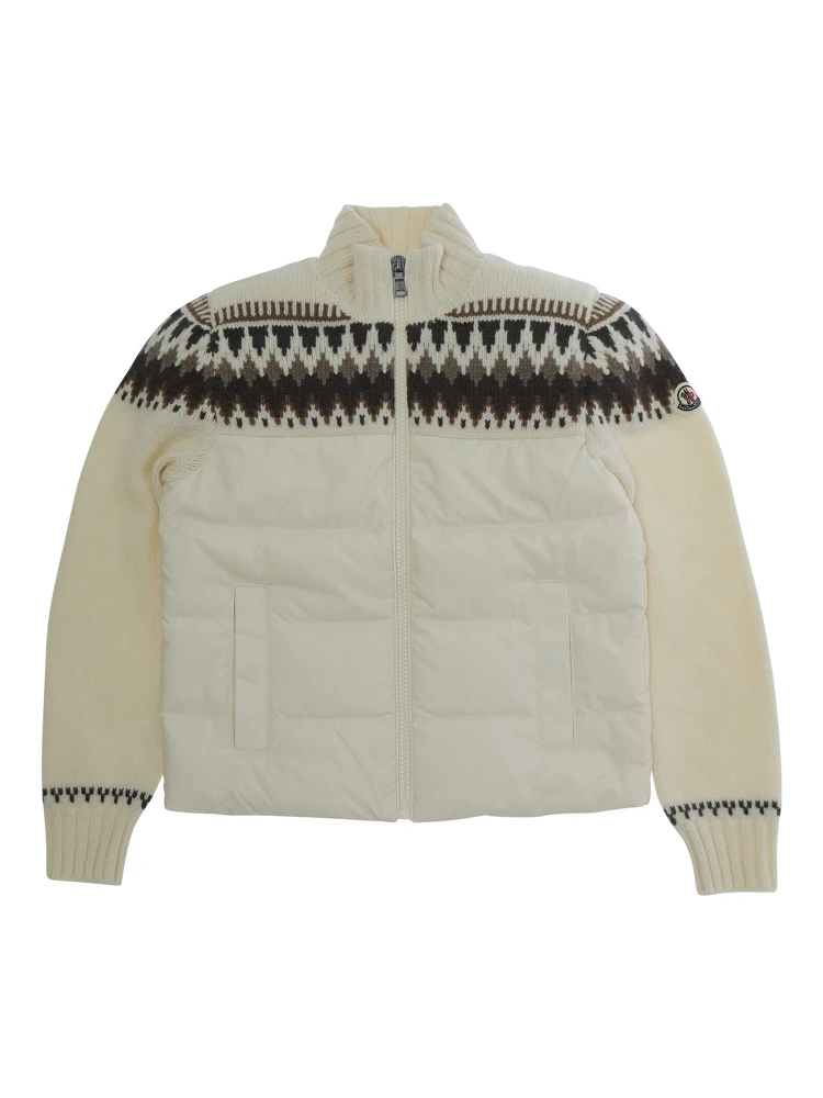 Cardigan with zip and logo patch in white for Girl