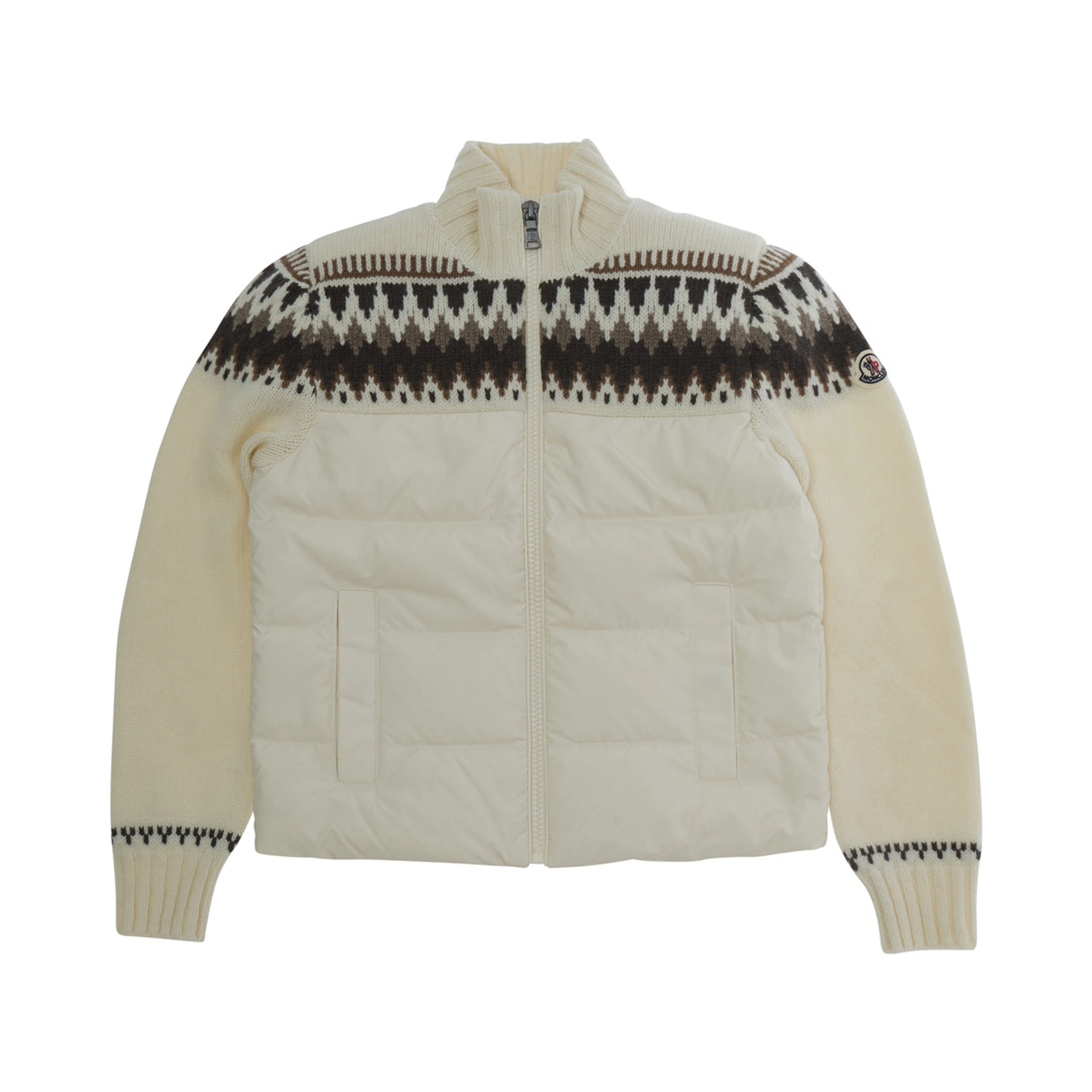 Cardigan with zip and logo patch in white for Girl