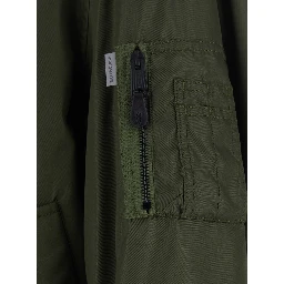 green Bomber with embossed logo on the sleeve in tech fabric men