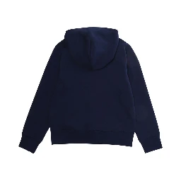 Blue Hooded Sweatshirt with Pony Embroidery on the Front in Cotton Boy