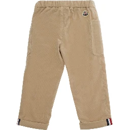 Beige Pants with logo patch on the back in Tech Fabric for Boy