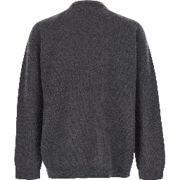 MIXED KNIT TOP with round neckline and long sleeves in Tech Fabric brown unisex