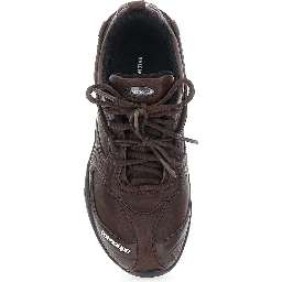 Radar Brown Low Top Sneakers with Logo Patch on the Tongue in Leather for Women