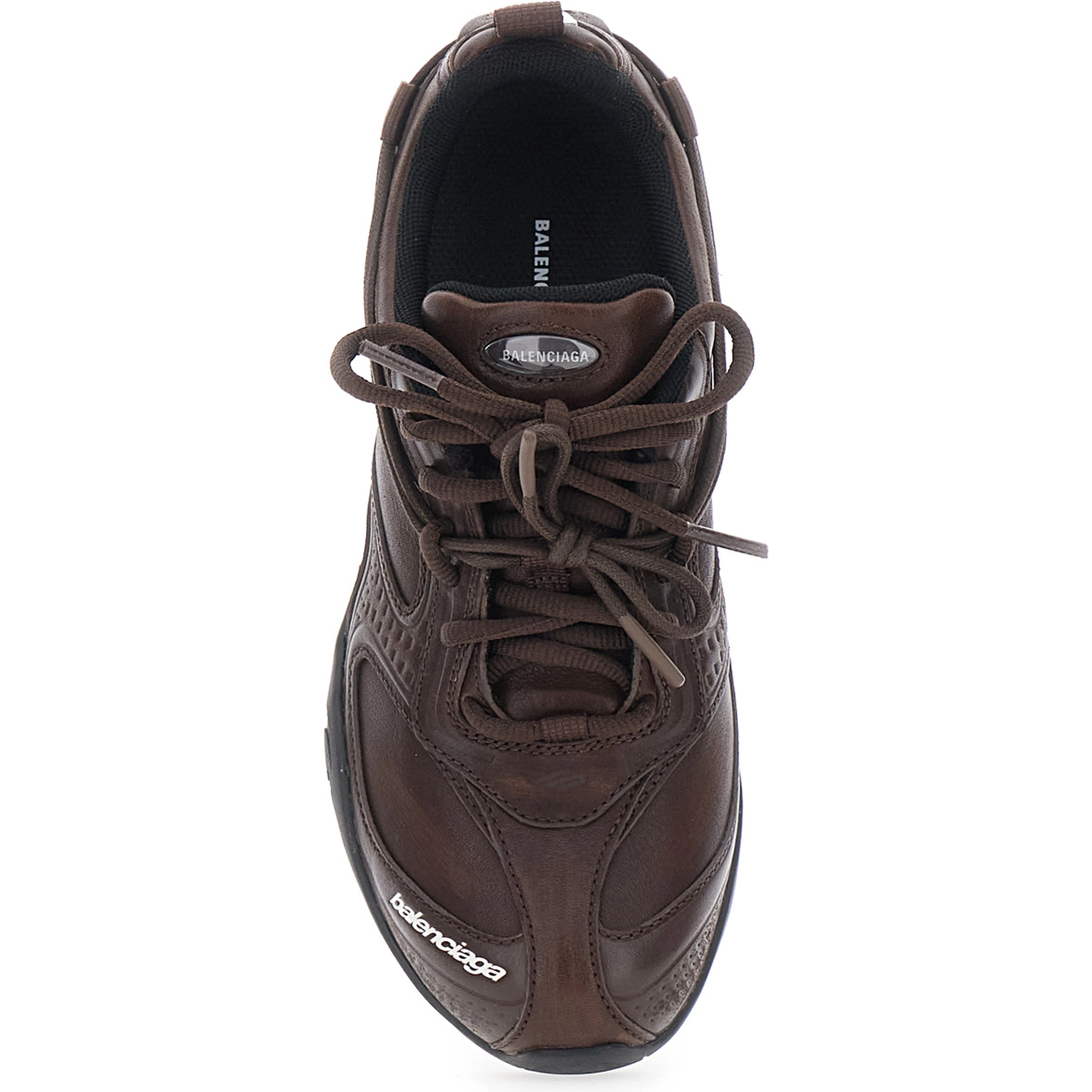 Radar Brown Low Top Sneakers with Logo Patch on the Tongue in Leather for Women
