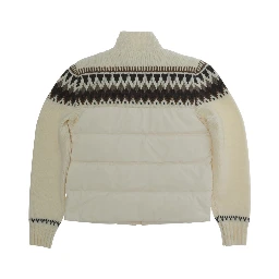 Cardigan with zip and logo patch in white for Girl