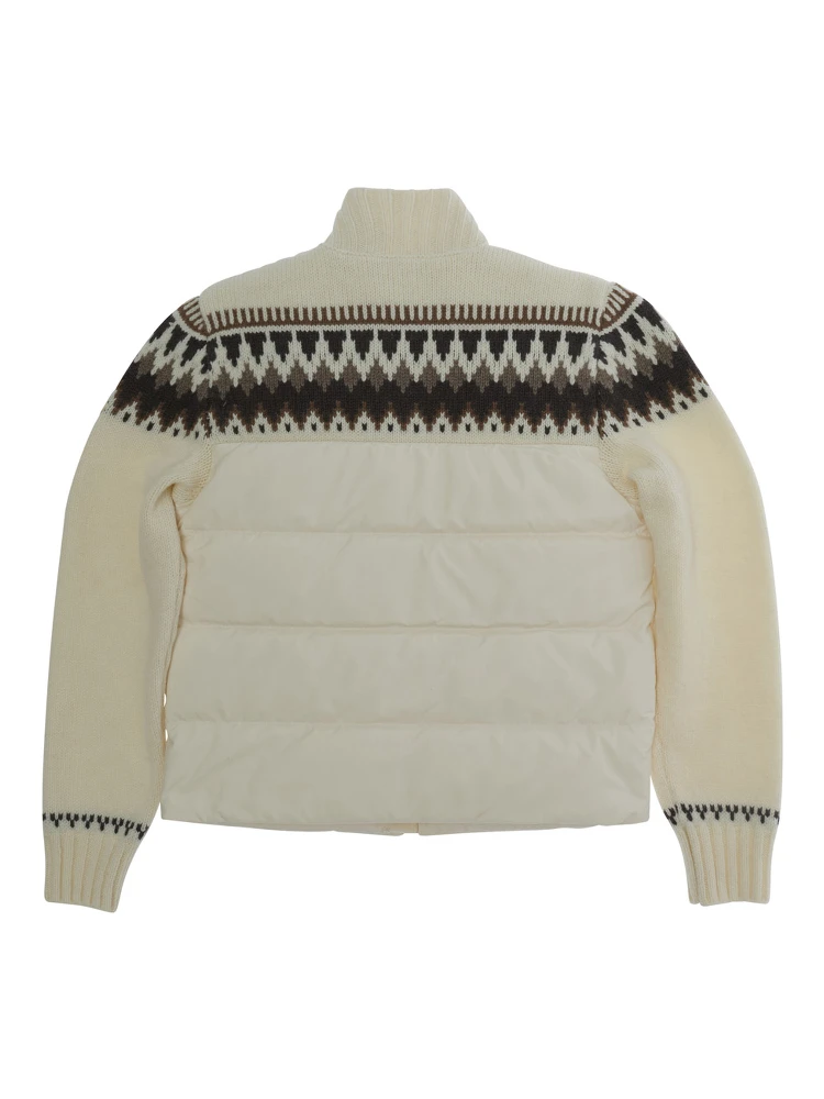 Cardigan with zip and logo patch in white for Girl alternative