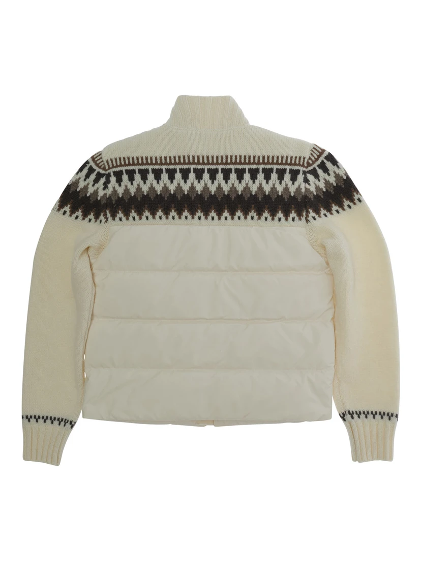 Cardigan with zip and logo patch in white for Girl