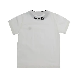 white T-shirt with logo and patch in cotton Boy