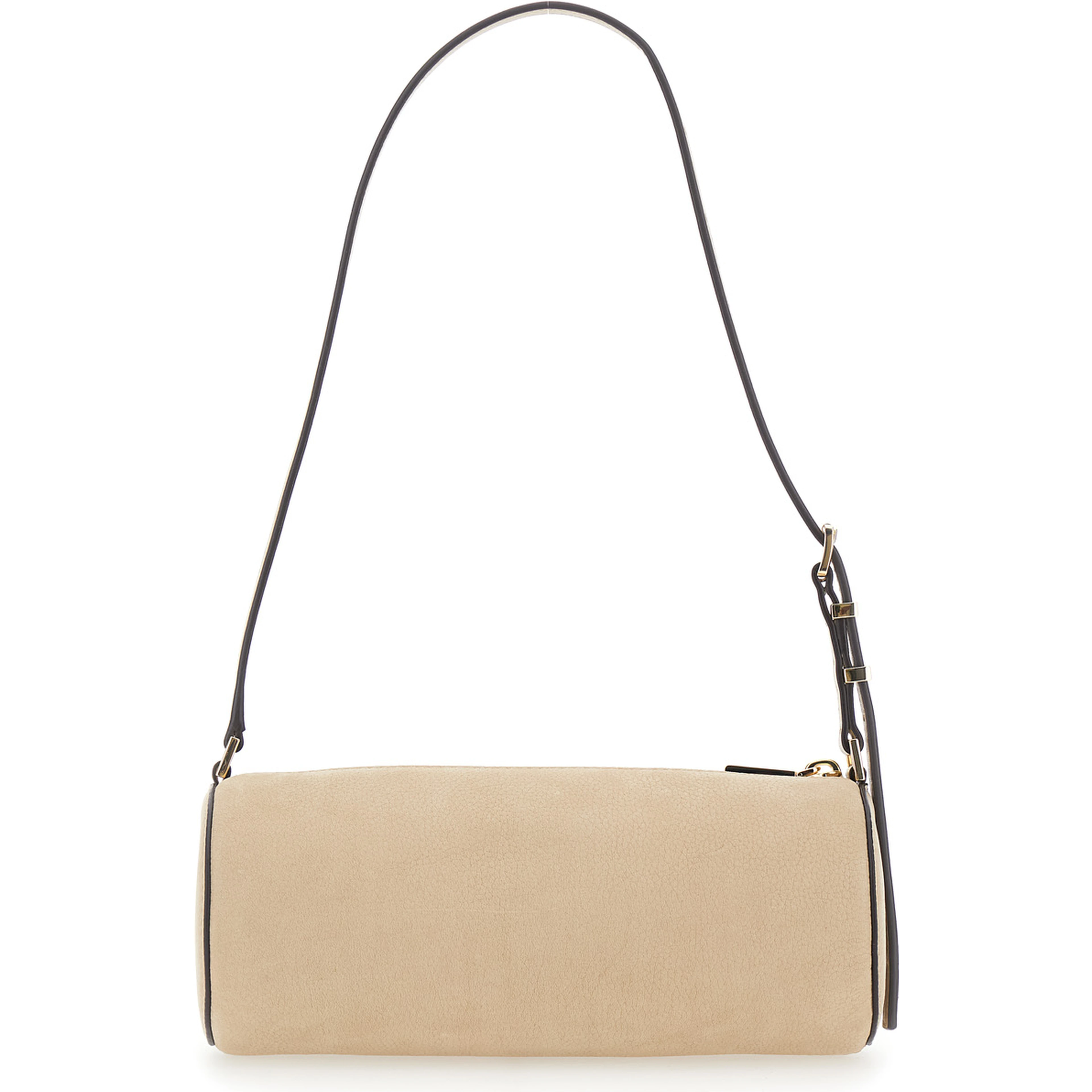 Izzy Beige Shoulder bag with Logo lettering on the Front and Adjustable Strap in Leather for Women