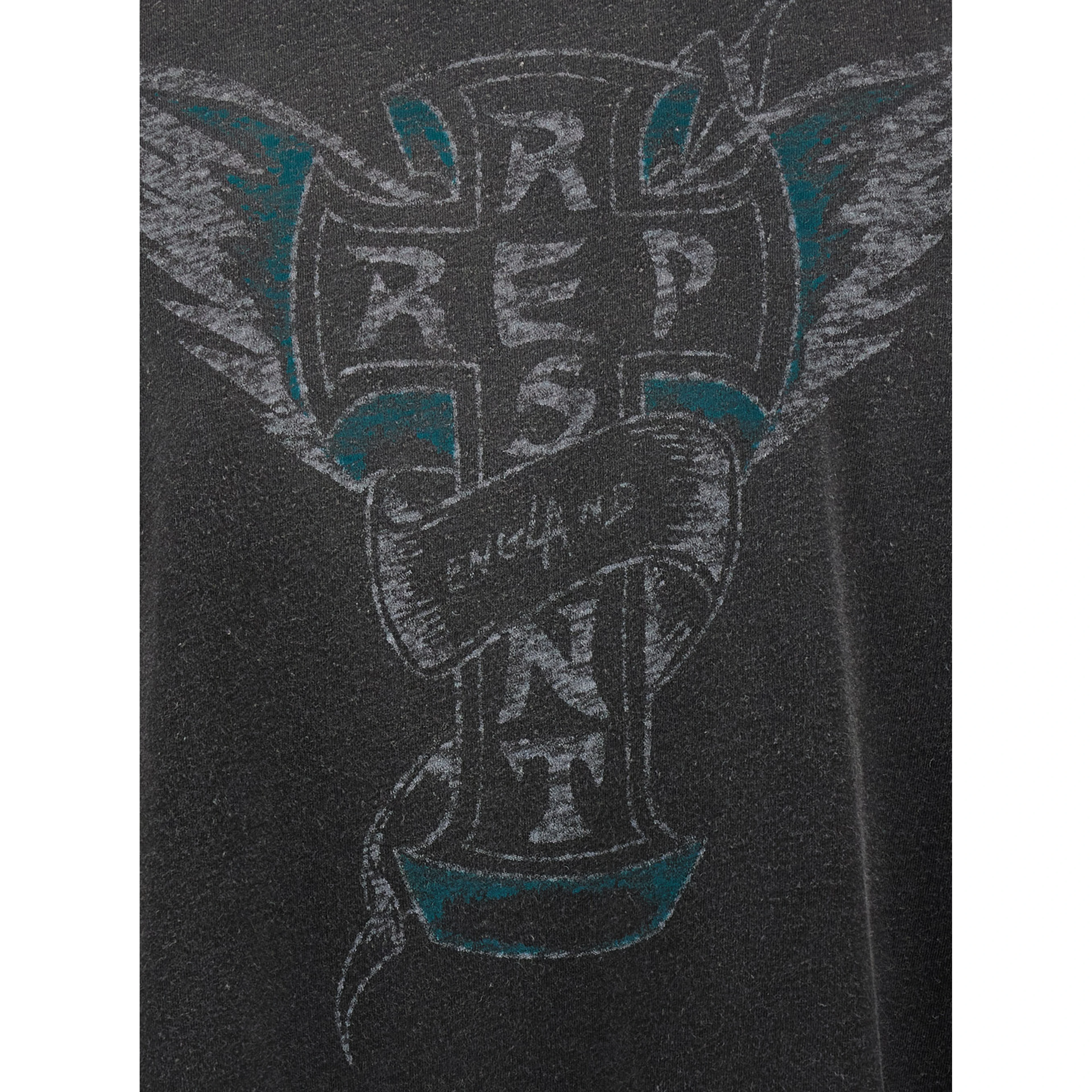 Black T-Shirt with Front Print and Faded Design in Cotton for Men