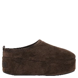 Alaska Brown Mule with High Platform and Logo Lettering on the Front in Suede for Women