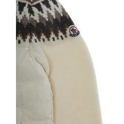 Cardigan with zip and logo patch in white for Girl
