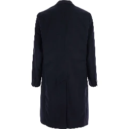Blue Double-breasted coat with Peak revers in wool and cashmere for men