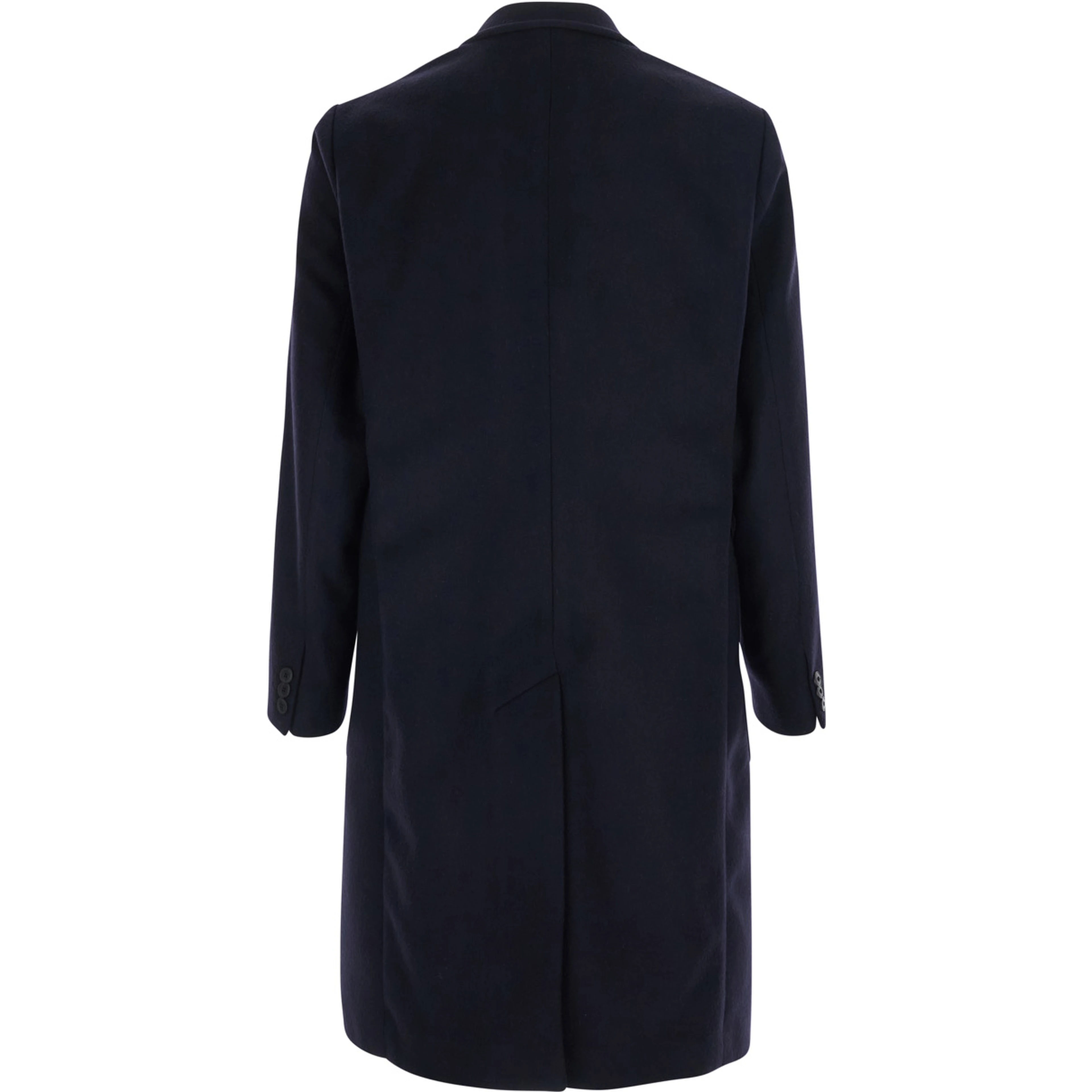 Blue Double-breasted coat with Peak revers in wool and cashmere for men