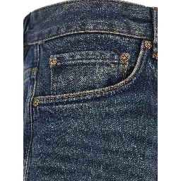 blue Five-pocket jeans with logo patch on the back in denim for men