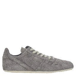 Grey Low Top Sneaker with Round Toe and Lace-Up Closure on the Front in Suede for Men