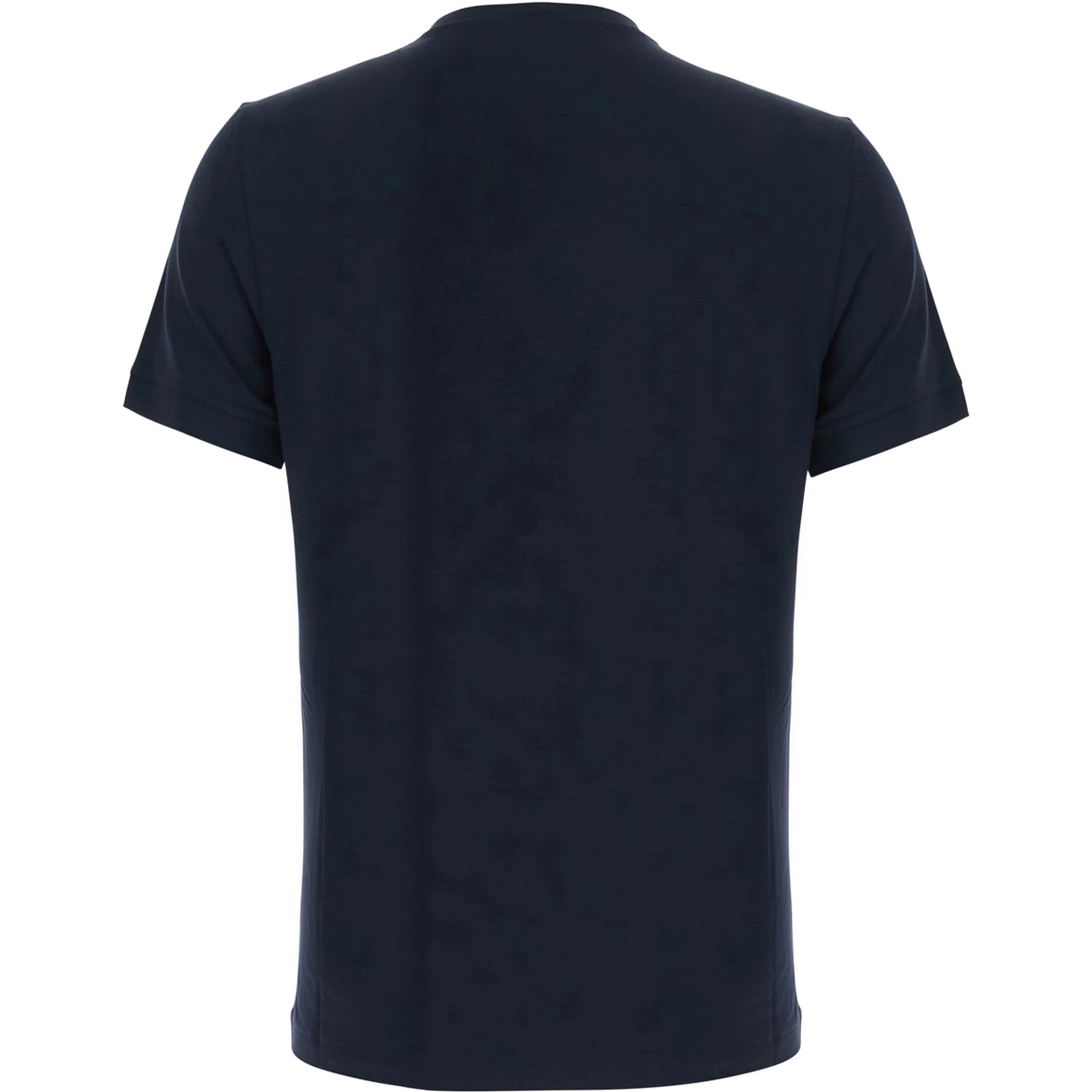 Blue Crew neck T-shirt with logo embroidery on the front in stretch viscose for men