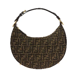Handbag Fendigraphy Small with FF Motif in Brown Jacquard Fabric