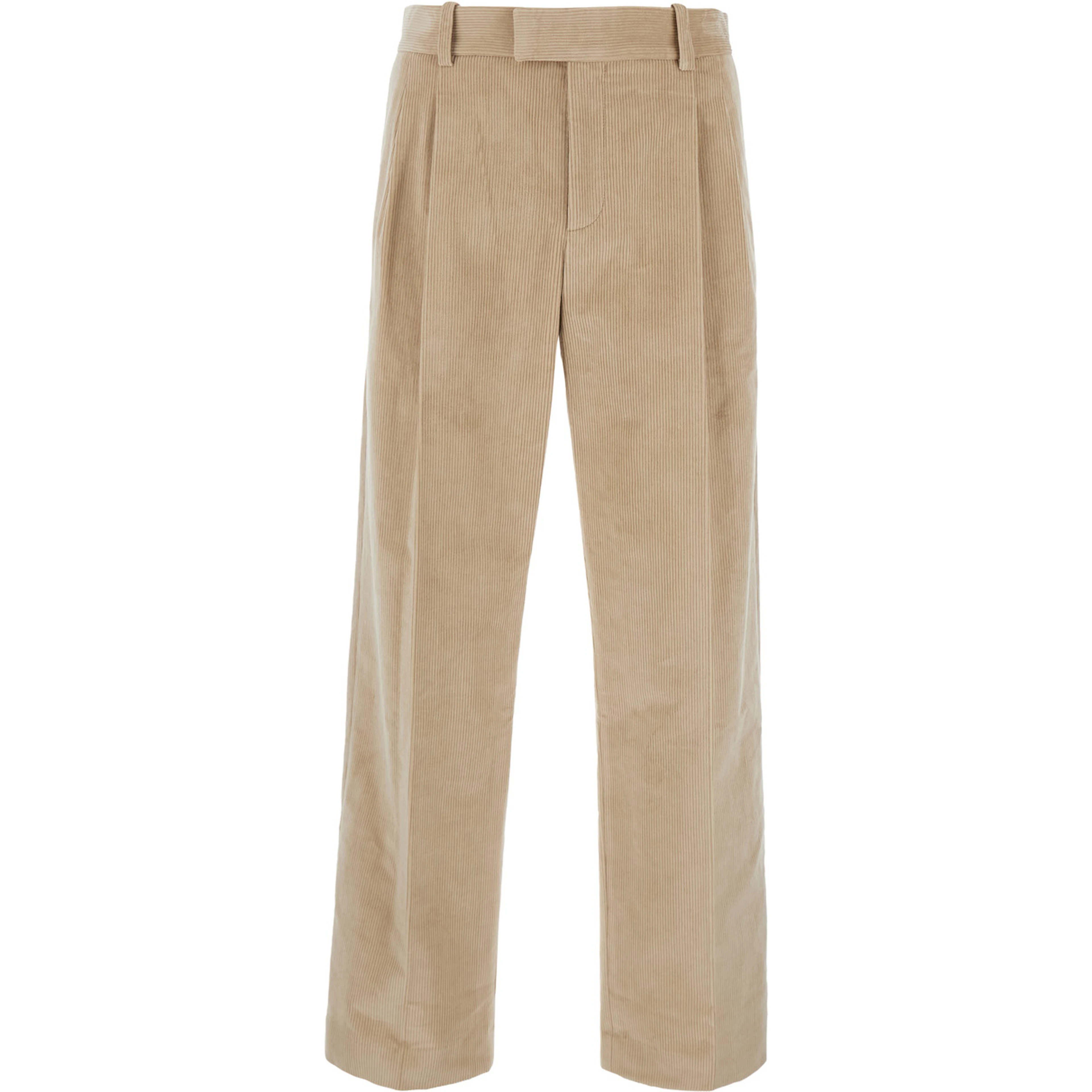 Beige Pants with Belt Loops in Corduroy for Men