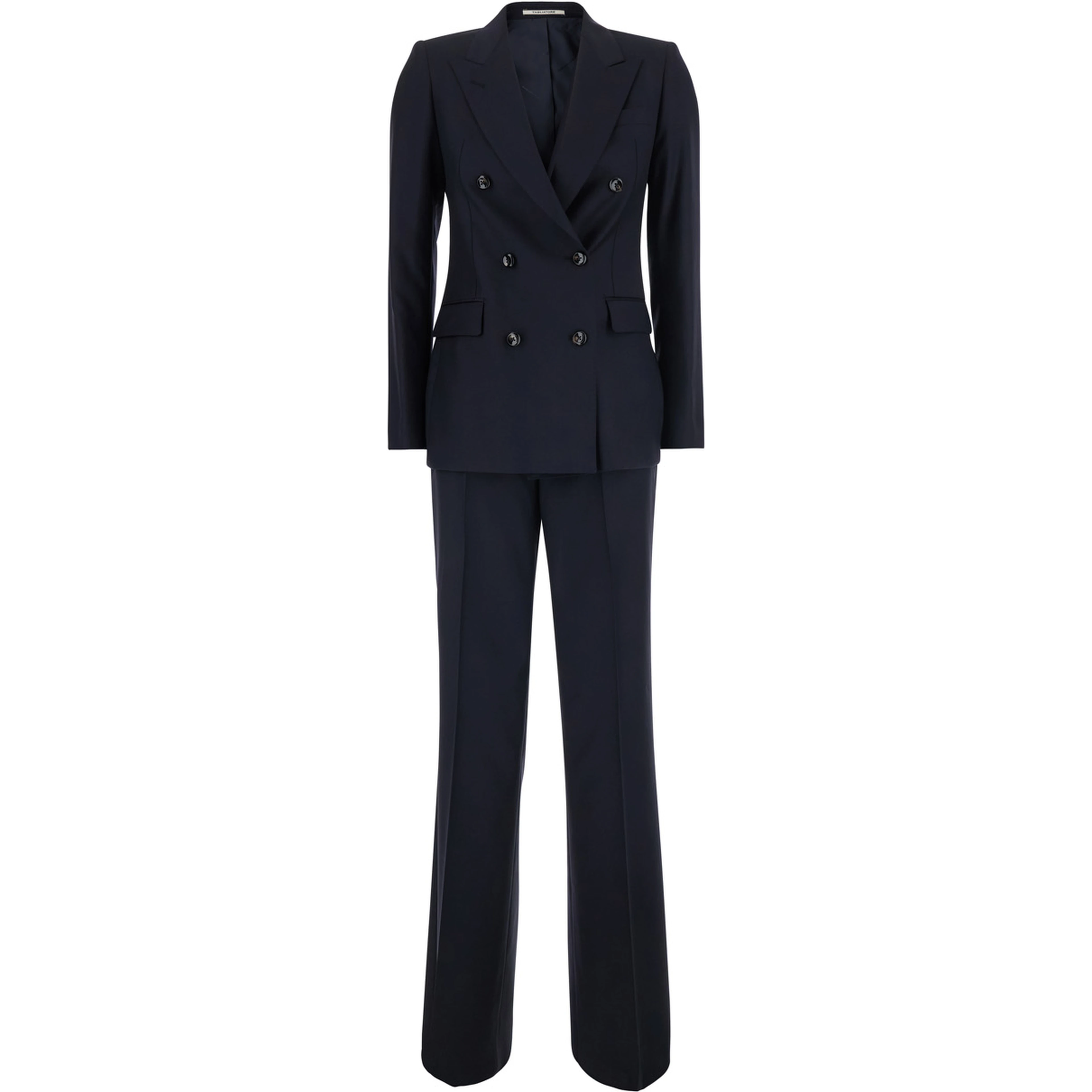 Blue Double-breasted Suit with Peak Revers in Fabric for Women