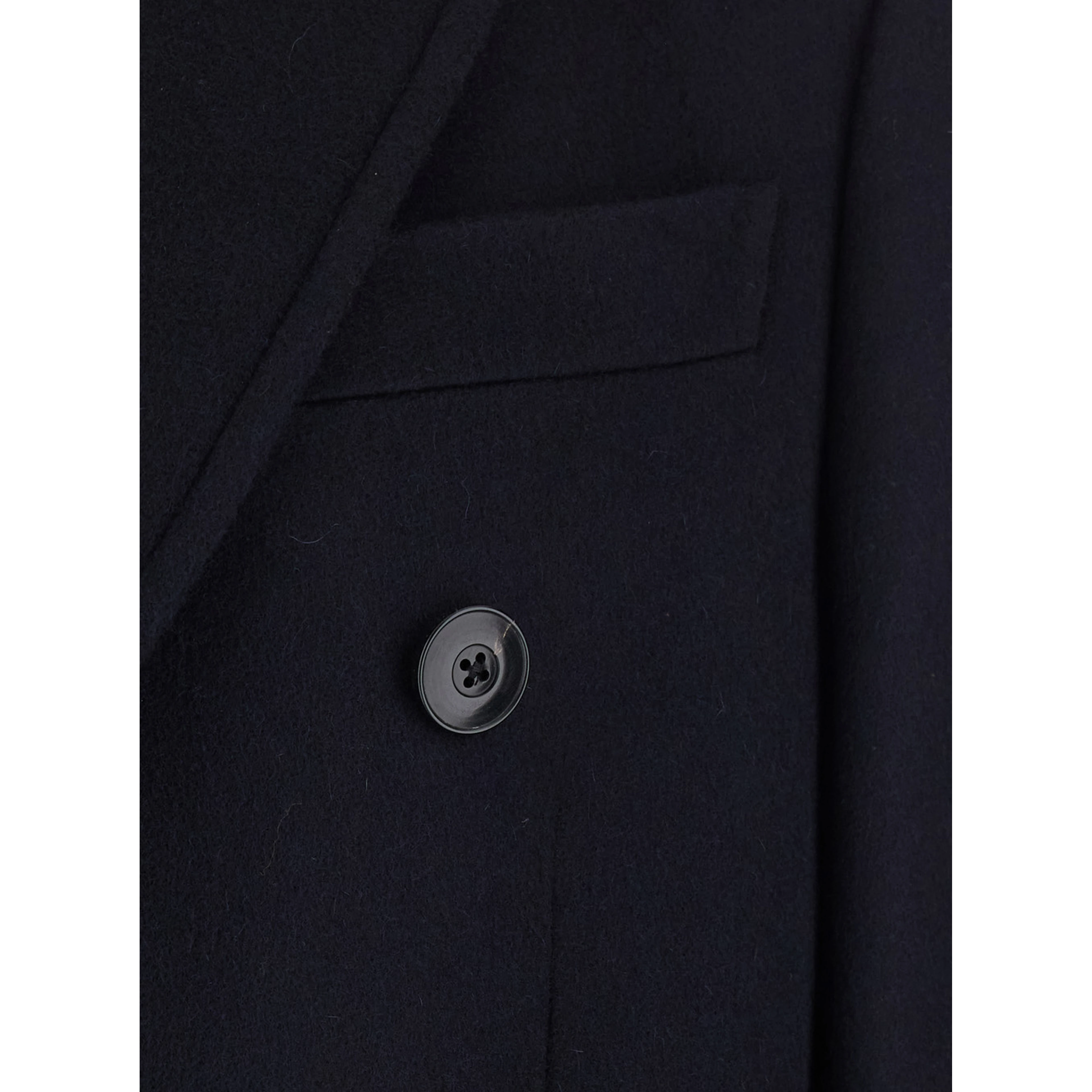 Blue Double-breasted coat with Peak revers in wool and cashmere for men
