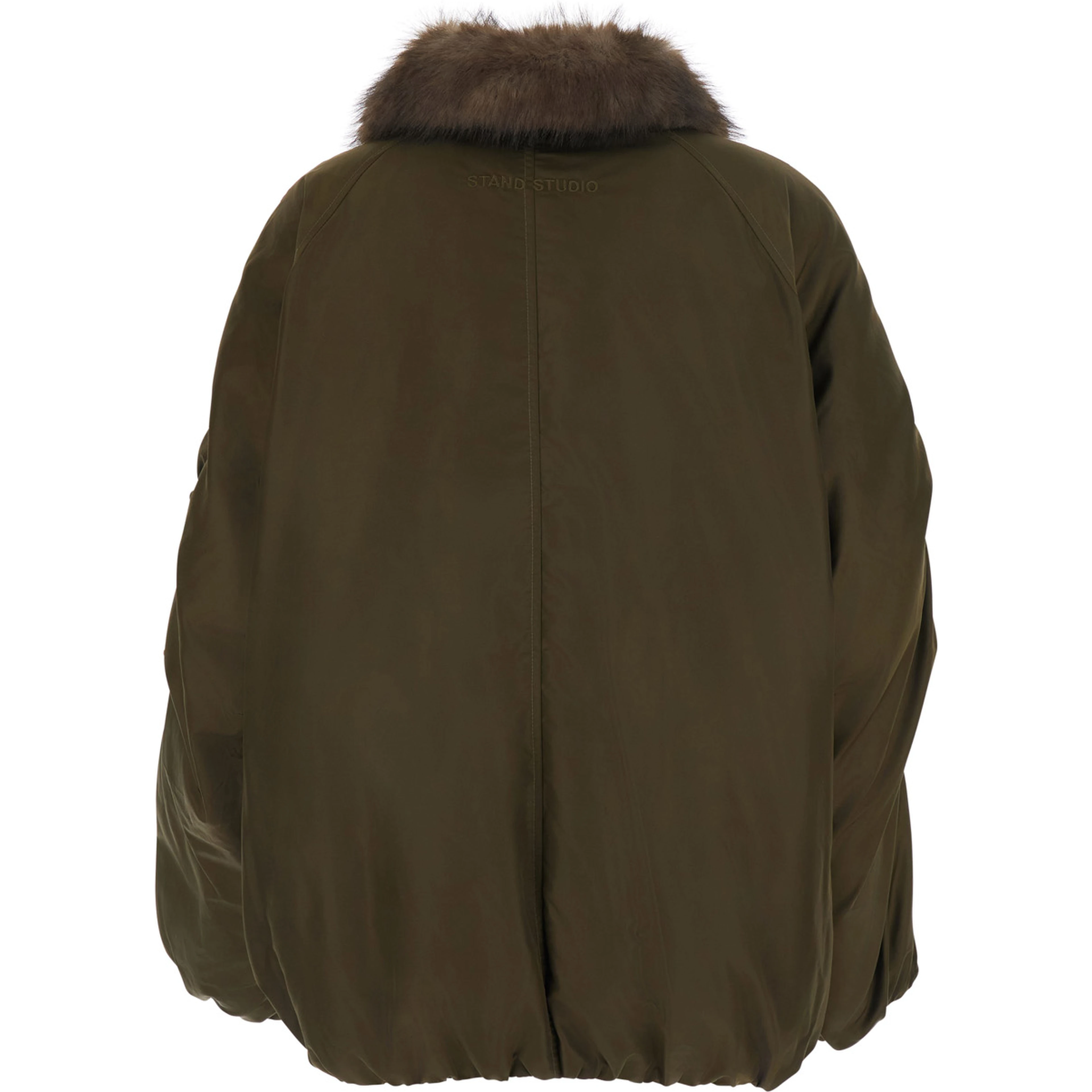 Thilda Jacket SHINY NYLON with high collar and zip closure in Tech Fabric Green Woman