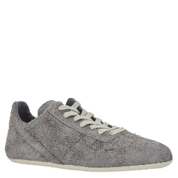 Grey Low Top Sneaker with Round Toe and Lace-Up Closure on the Front in Suede for Men