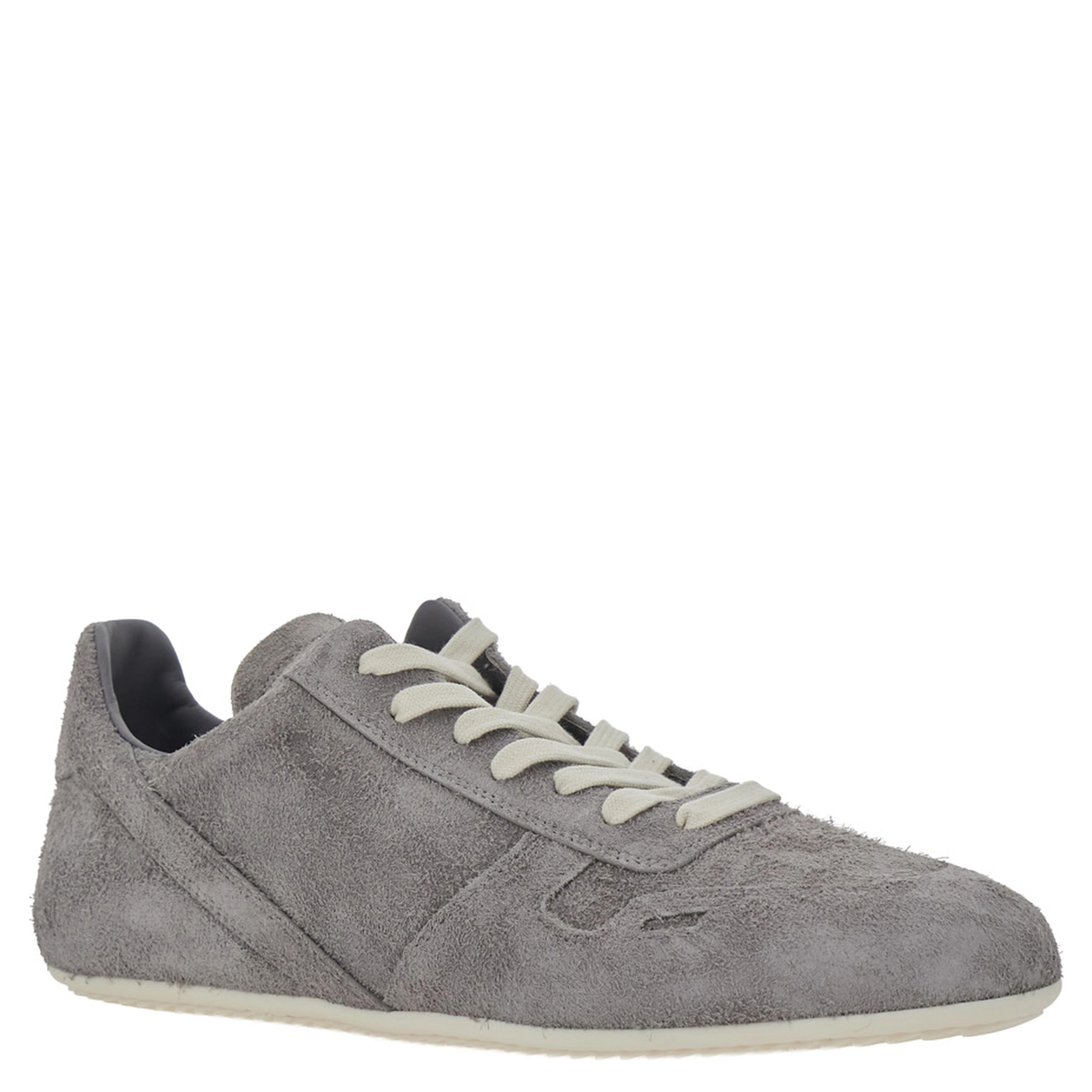 Grey Low Top Sneaker with Round Toe and Lace-Up Closure on the Front in Suede for Men