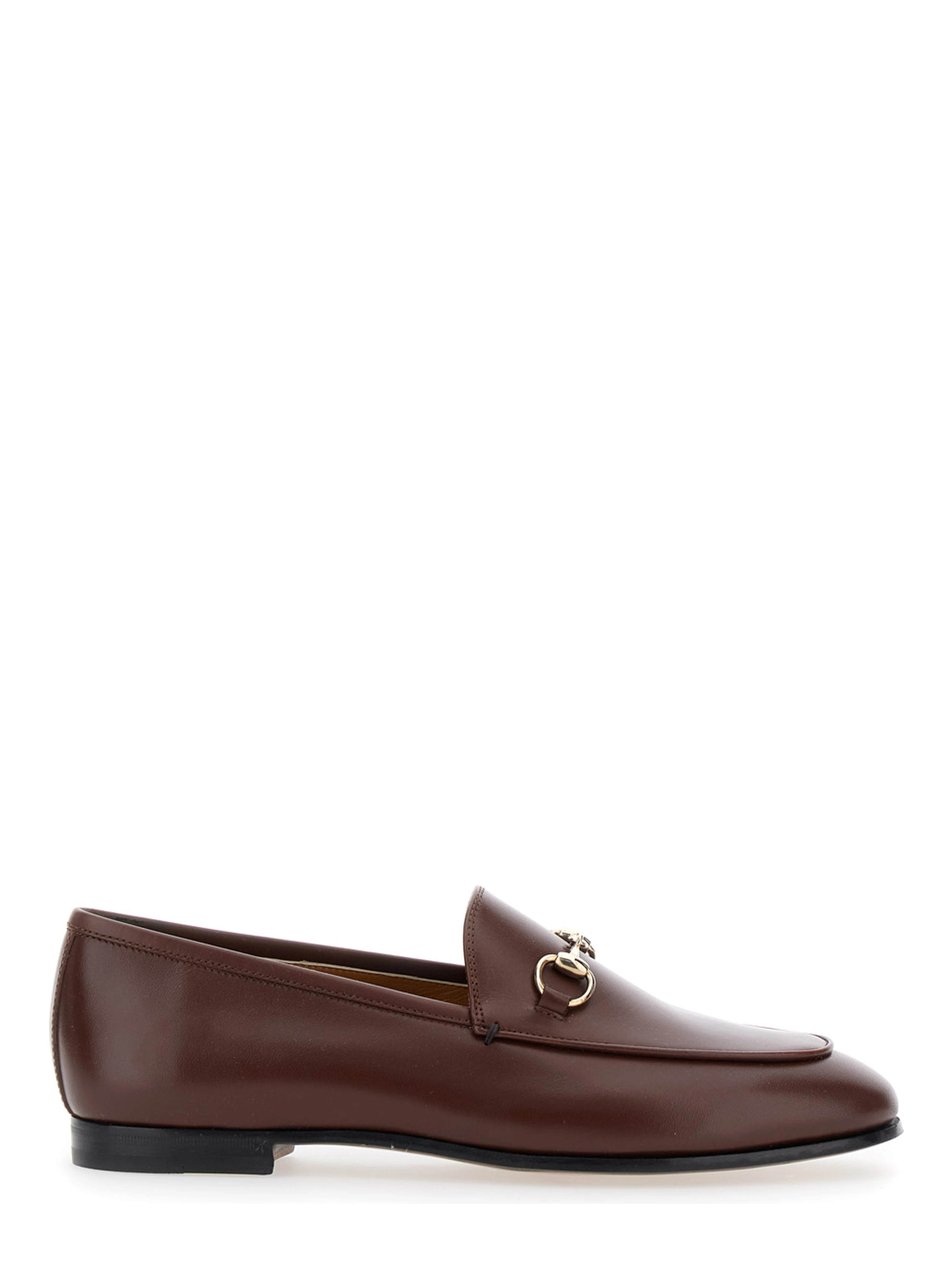 Loafers Jordan with Horsebit Detail in Brown Glossy Leather for Women