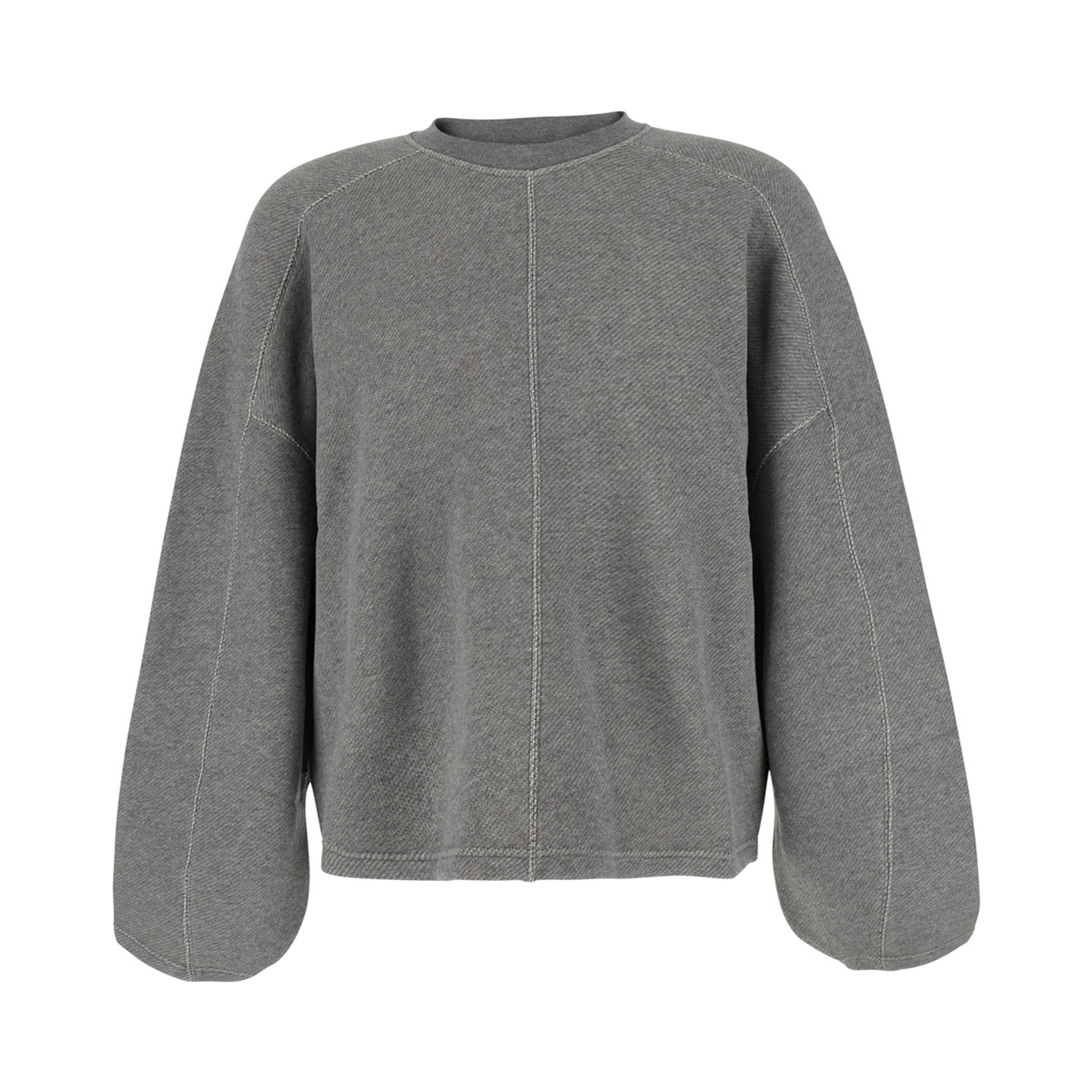 Grey Crewneck Sweatshirt with Logo Patch on the Back in Cotton for Men