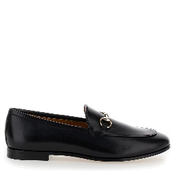 Loafers Jordaan with Horsebit Detail in Black Leather for Women