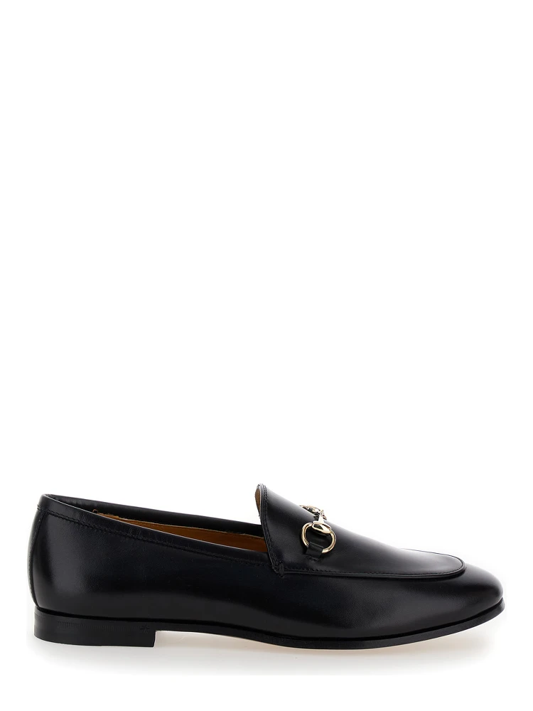 Loafers Jordaan with Horsebit Detail in Black Leather for Women
