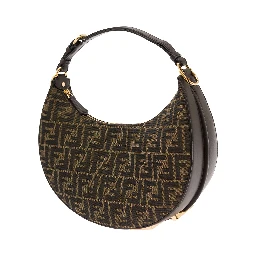 Handbag Fendigraphy Small with FF Motif in Brown Jacquard Fabric