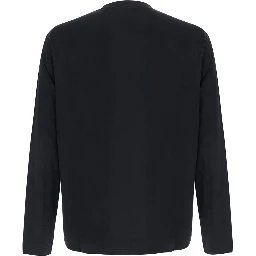 black Long Sleeve T-shirt with logo on the collar in modal Men
