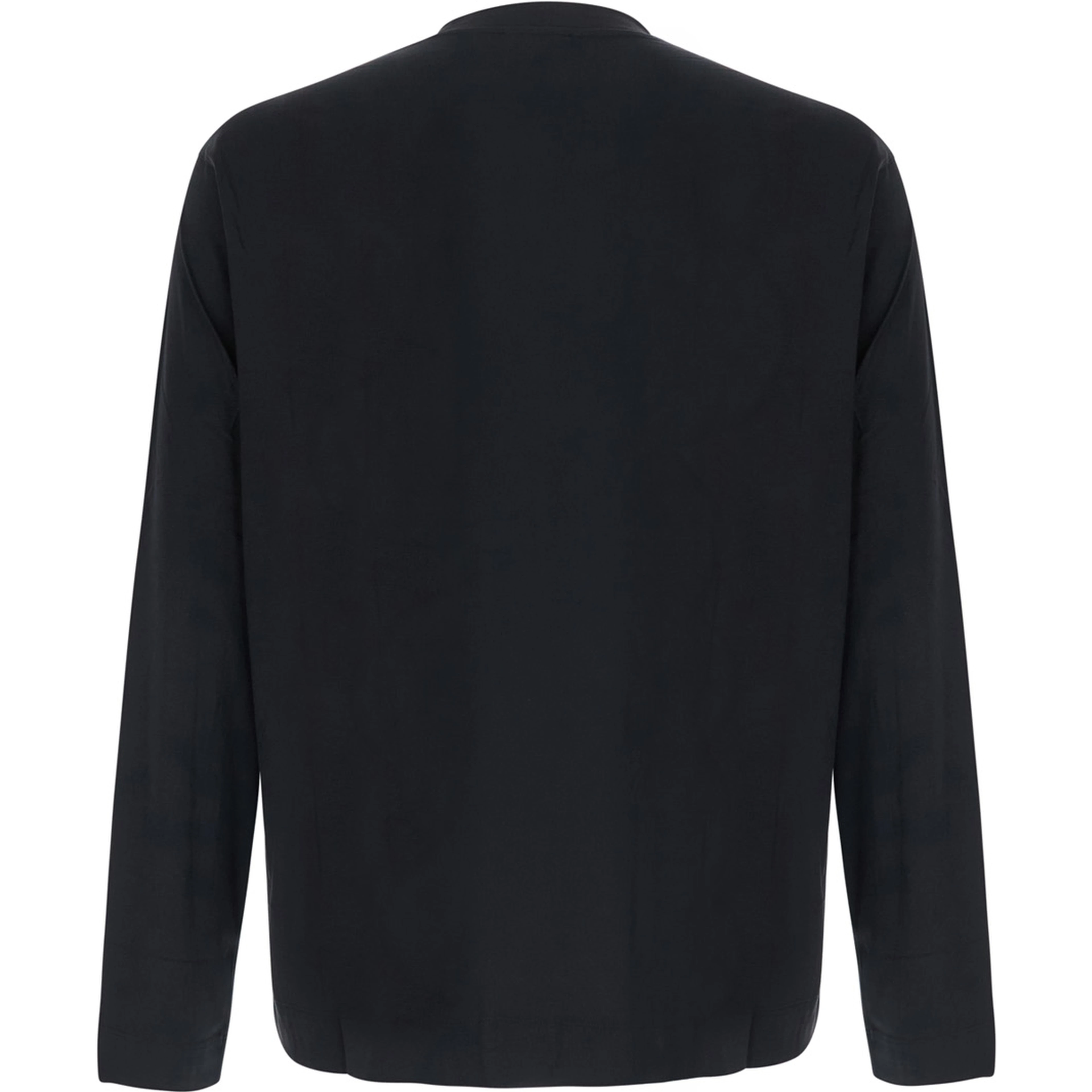 black Long Sleeve T-shirt with logo on the collar in modal Men