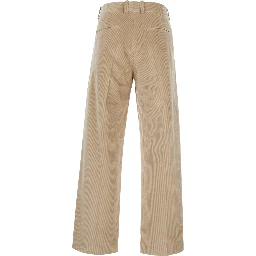 Beige Pants with Belt Loops in Corduroy for Men