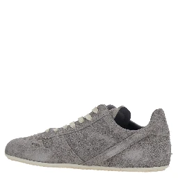 Grey Low Top Sneaker with Round Toe and Lace-Up Closure on the Front in Suede for Men