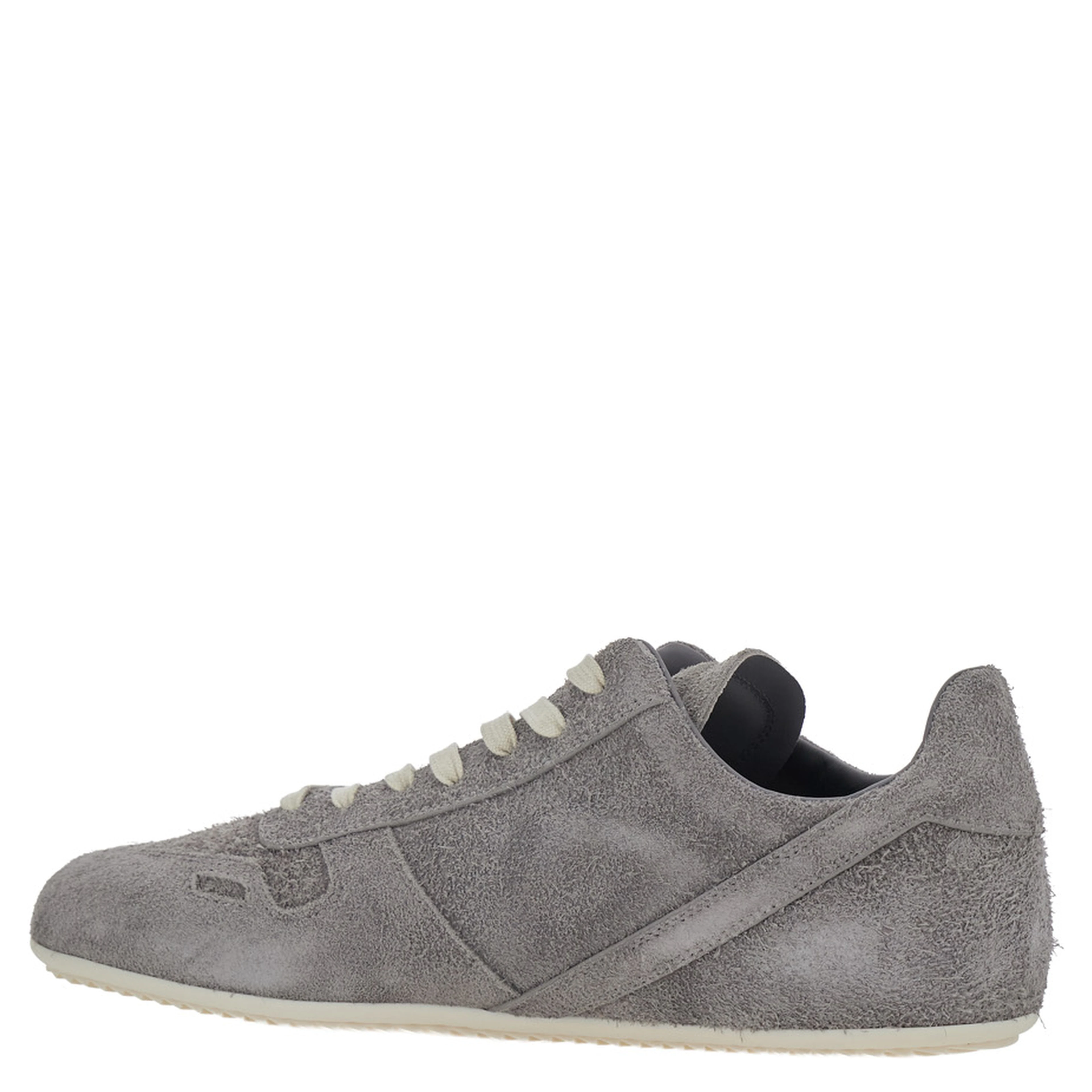 Grey Low Top Sneaker with Round Toe and Lace-Up Closure on the Front in Suede for Men