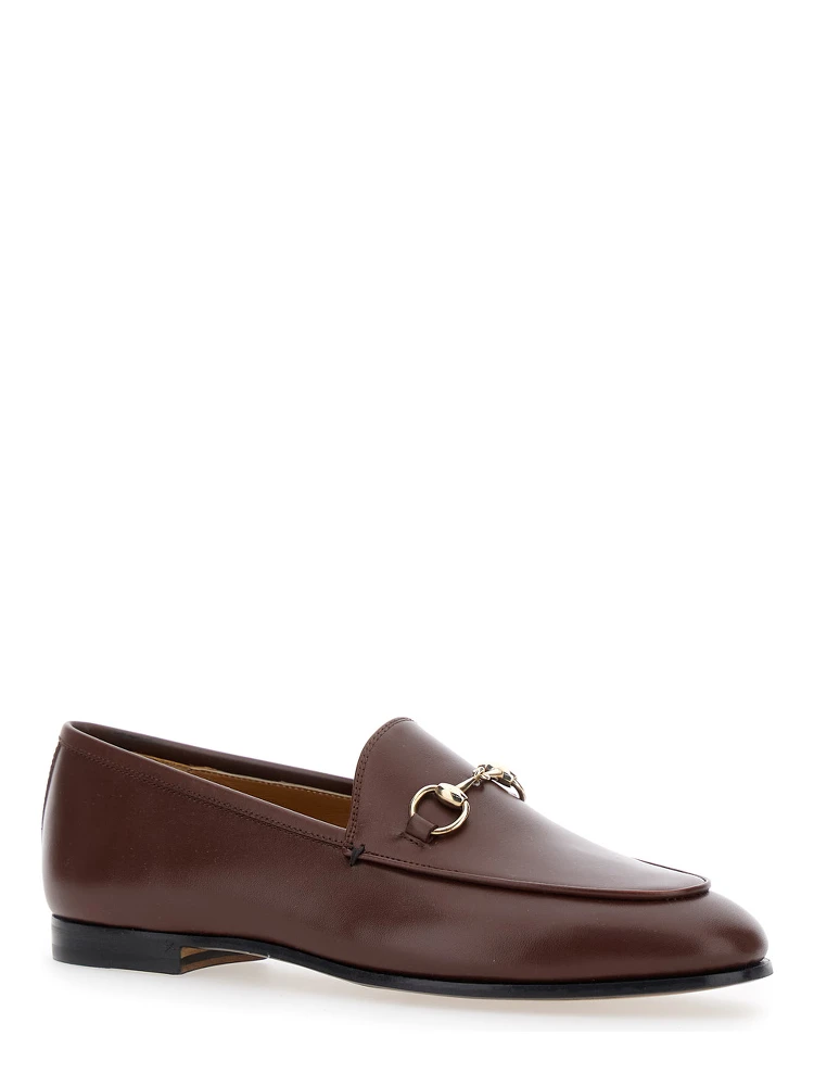 Loafers Jordan with Horsebit Detail in Brown Glossy Leather for Women alternative