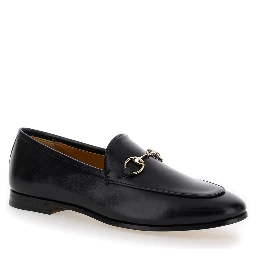 Loafers Jordaan with Horsebit Detail in Black Leather for Women
