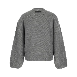Grey Crewneck Sweatshirt with Logo Patch on the Back in Cotton for Men