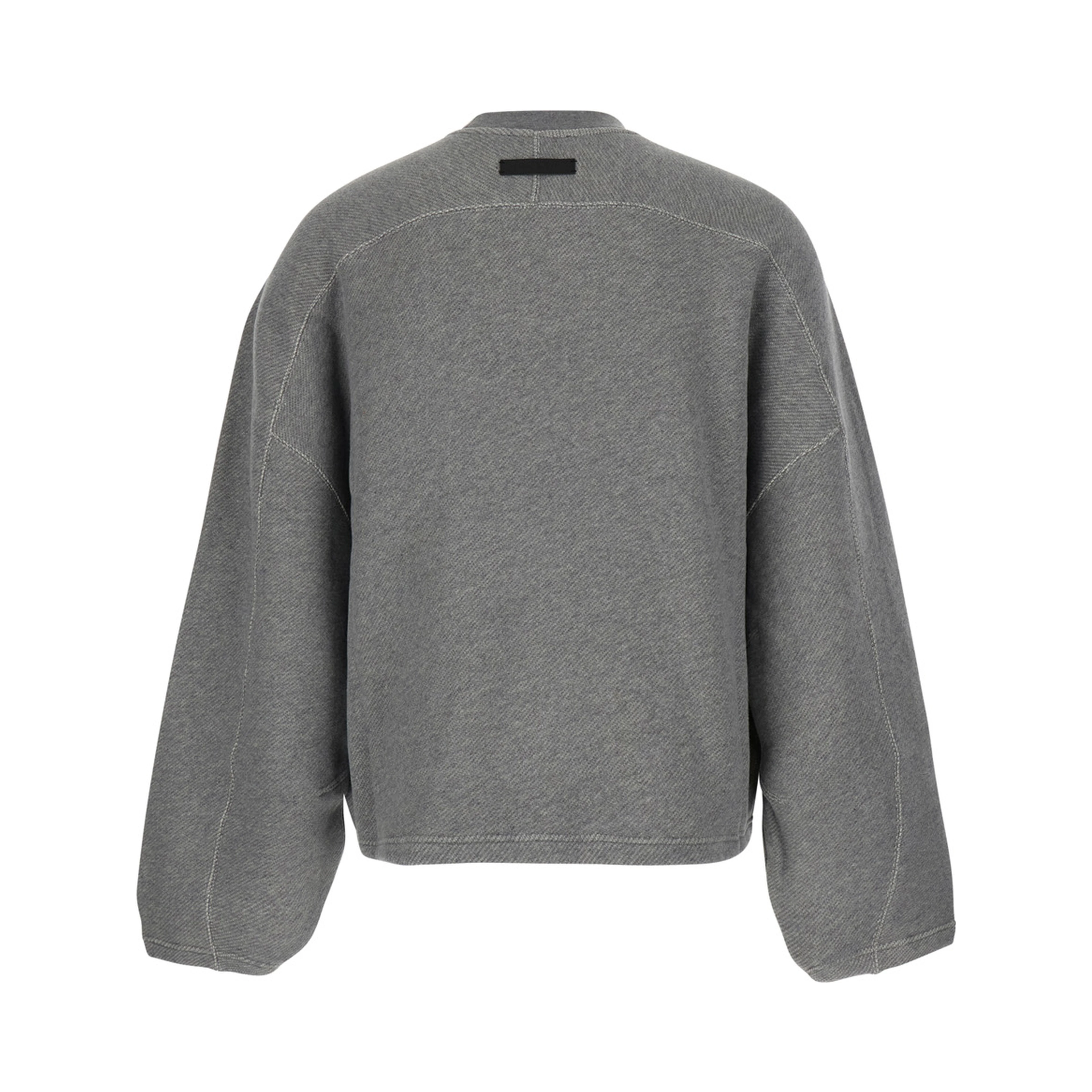 Grey Crewneck Sweatshirt with Logo Patch on the Back in Cotton for Men